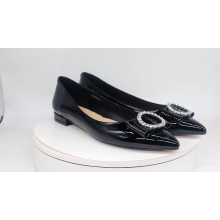 2019 Flat Heel Women's Pumps Black Genuine Leather x19-c109C Ladies Women custom Office Dress Shoes Heels For Lady